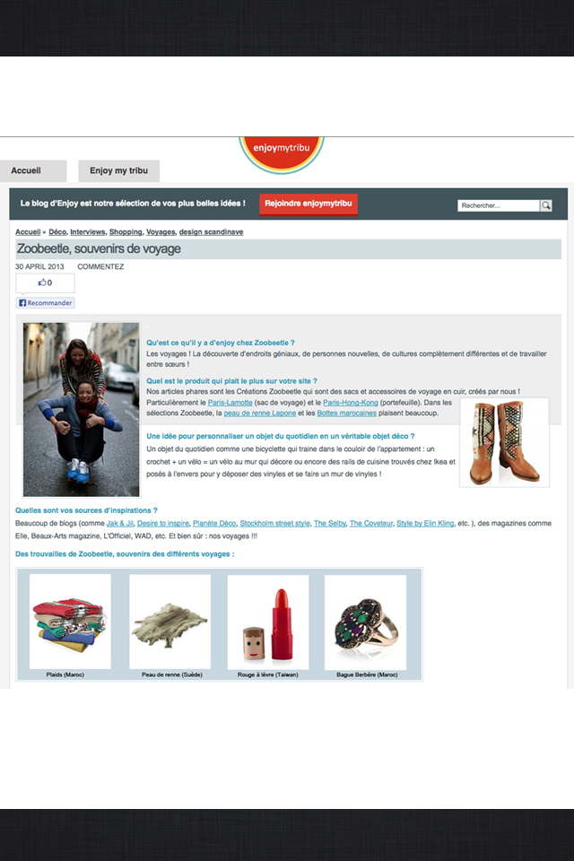 Article Zoobeetle - Enjoy my Tribu